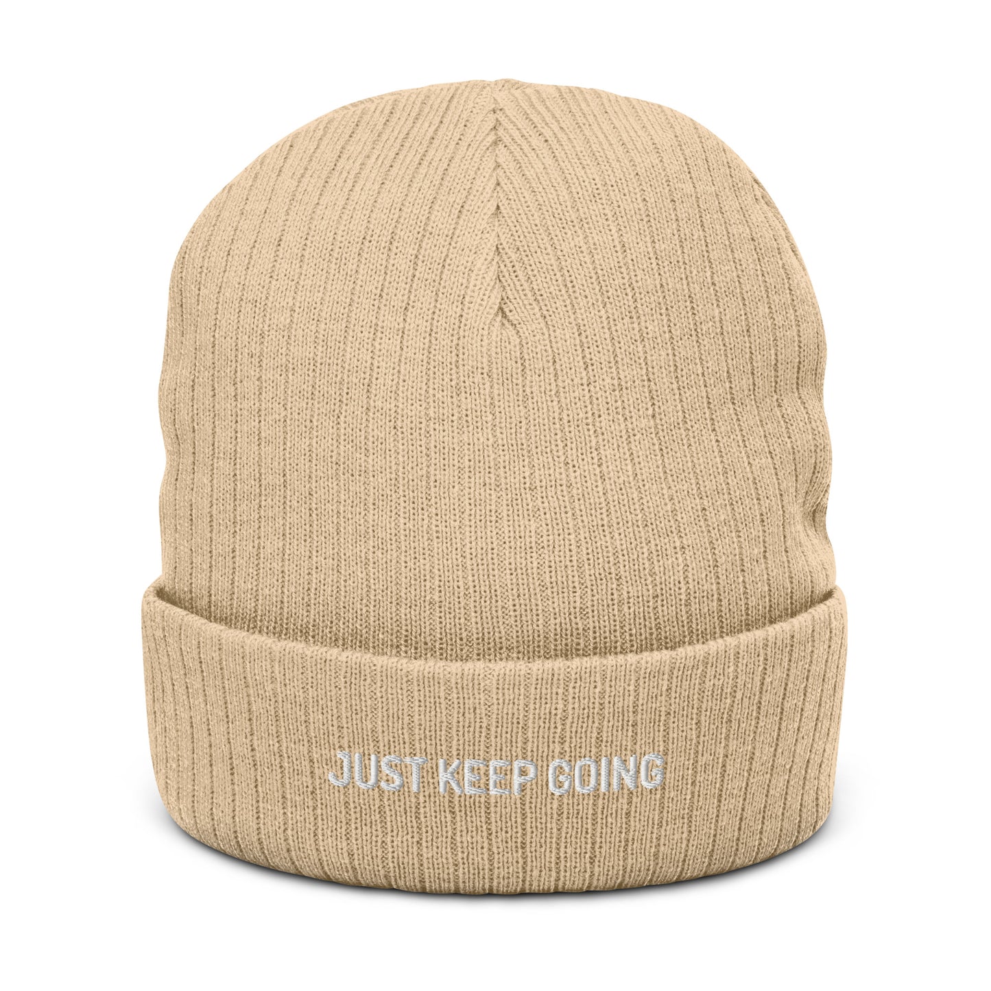 Ribbed "Just Keep Going" Beanie