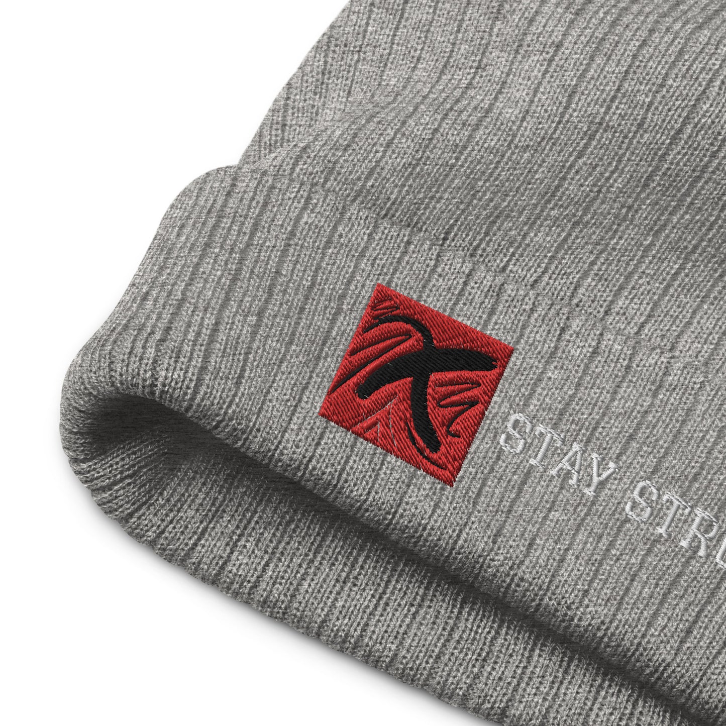 Ribbed "Stay Strong" Beanie