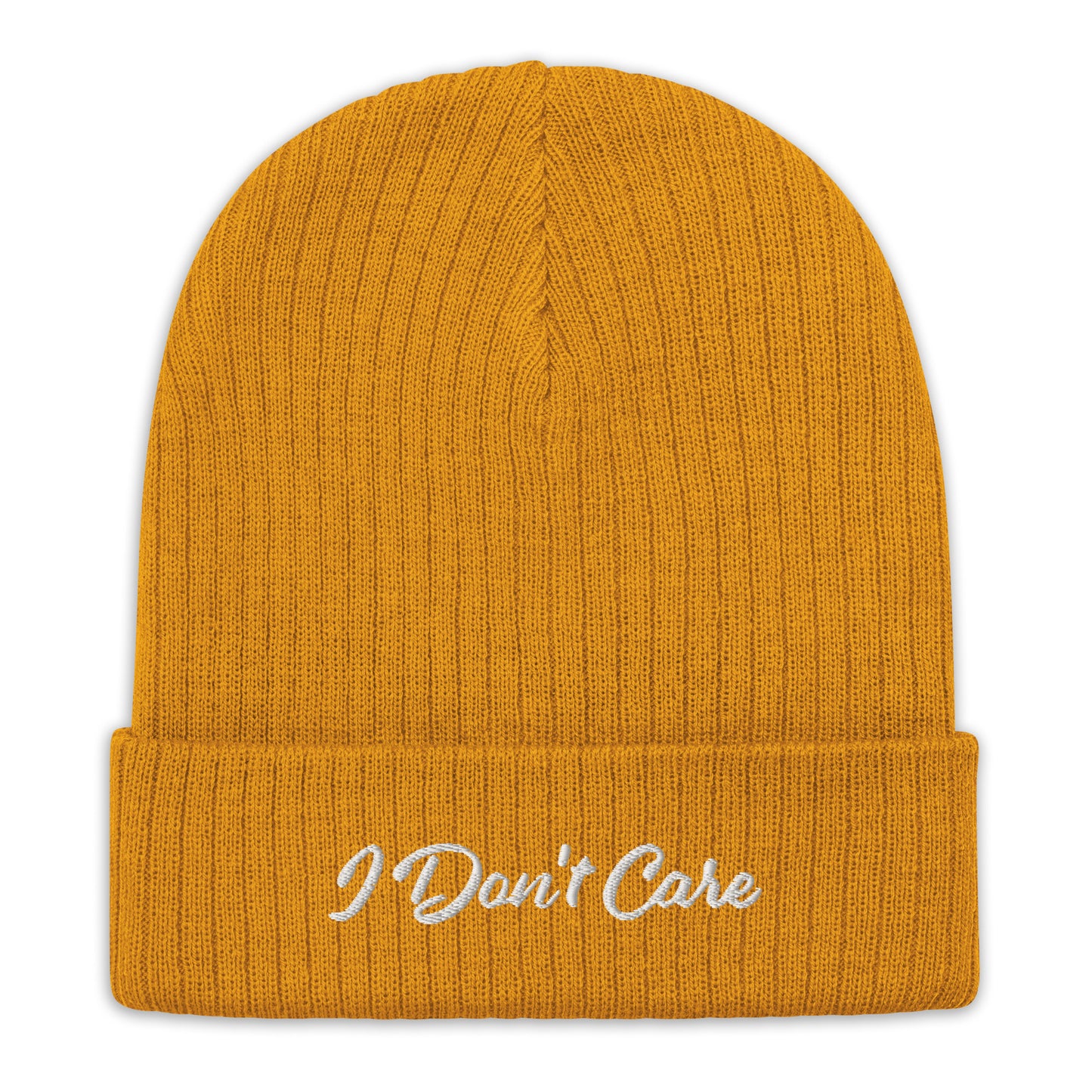 Ribbed "I Don't Care" Beanie