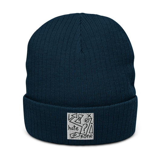 Ribbed "Hate None" Beanie
