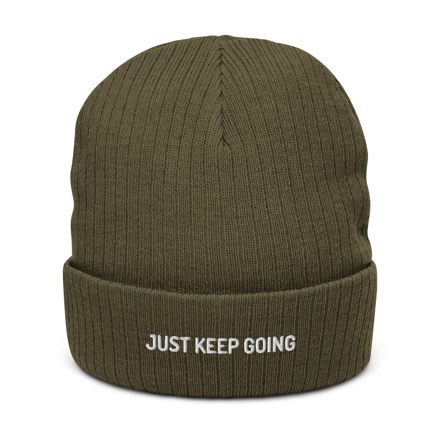 Ribbed "Just Keep Going" Beanie