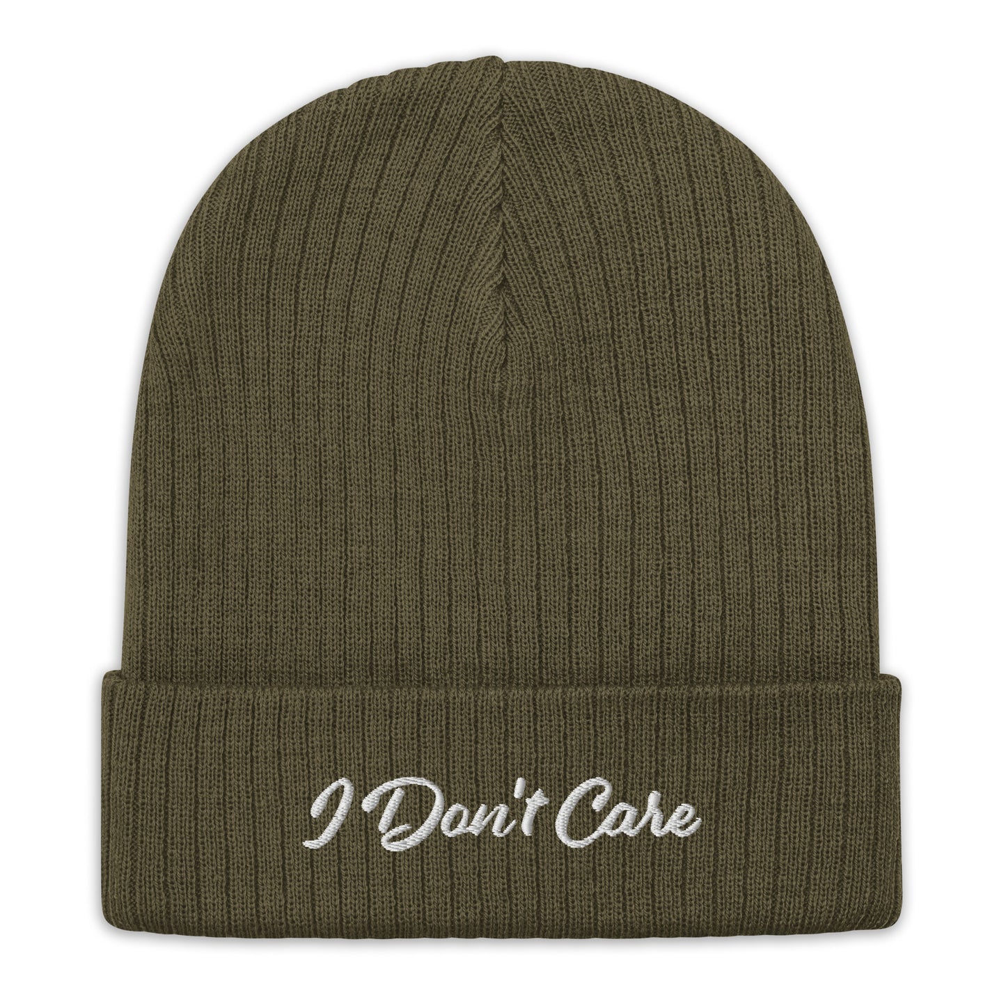 Ribbed "I Don't Care" Beanie